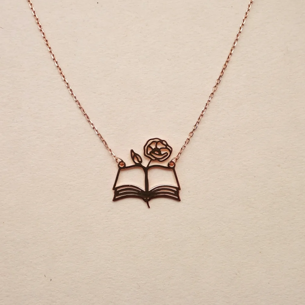 맞춤 제작된 탄생화 모티브의 열린 책 모양 목걸이, 속 - Birth Flower Necklace 리뷰 및 가격